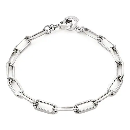 Produktbild: JEWELS BY LEONARDO Armband Clip & Mix Estrella Arm-Kette aus silberbenem Edelstahl aus ovalen Ketten-Gliedern im Chunky-Look 19 cm Länge Geschenk Damen Schmuck 019747