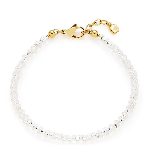 Produktbild: JEWELS BY LEONARDO Armband Milly • Arm-Kette aus goldfarbenem Edelstahl • dicht aufgereihte transaprente japanische Glas-Perlen • 18,5-20,5 cm Länge • Geschenk Damen Schmuck • 022493
