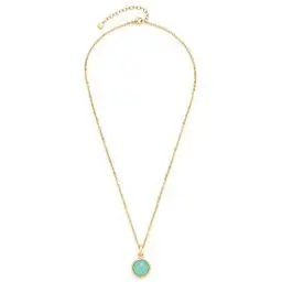 Produktbild: Leonardo Jewels Bea Halskette, Kette aus Edelstahl mit Anhänger, Glas-Kristall türkis gold, 45-50 cm Länge, Anker-Kette Damen Schmuck, 023059