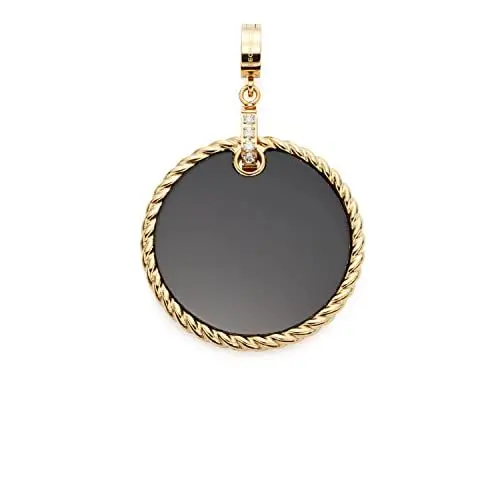 Produktbild: Leonardo Jewels Clip&Mix Ginella Anhänger aus Edelstahl, großer runder Ketten-Anhänger mit schwarzem Onyx und Zirkonia gold, Damenschmuck, 022200