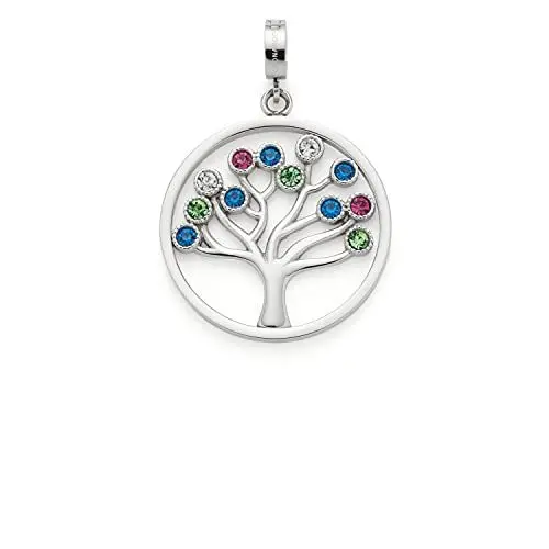 Produktbild: Leonardo Jewels Clip&Mix Marea Anhänger aus Edelstahl, Ketten-Anhänger silber mit Lebensbaum-Ornament & bunten Glaskristallen, Damenschmuck, 021635