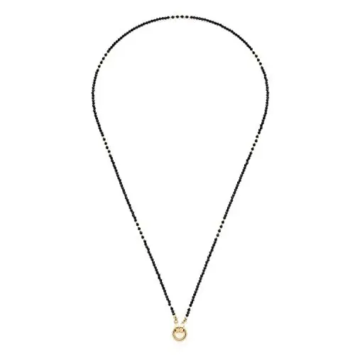 Produktbild: JEWELS BY LEONARDO Halskette Clip & Mix Pippa Perlen-Kette aus goldfarbenem Edelstahl aufgereihte Perlen aus schwarzem Glaskristall und Edelstahlperlen 70 cm Länge Damen Schmuck 022286