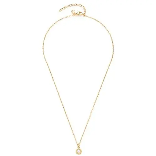 Produktbild: Leonardo Jewels Halskette Isa, Kette aus Edelstahl mit Anhänger gold, Glas-Kristall weiß, 42-47 cm Länge, Anker-Kette, Damen Schmuck, 1 Stück 022876