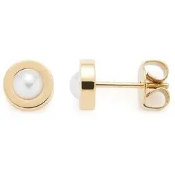 Produktbild: Leonardo Jewels Isa Ohrstecker, Ohrringe aus Edelstahl, Glas-Kristall weiß, Facetten-Schliff gold, 7 mm, Plättchen-Stecker Damen Schmuck, 1 Paar, 022877