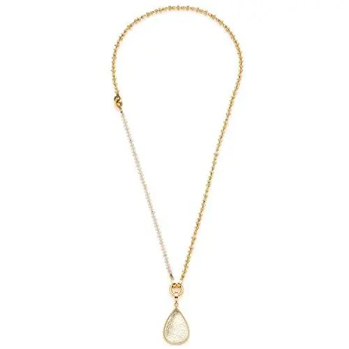 Produktbild: Leonardo Jewels Larissa Halskette Set, Glasperlen-Armband inkl. Anker-Kette aus Edelstahl, gold, Clip&Mix, Tropfenanhänger, 65 cm 3 teilig, 022878