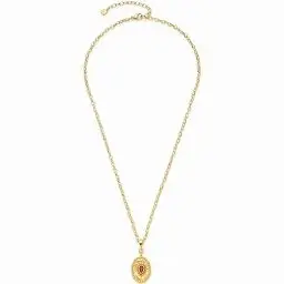 Produktbild: JEWELS BY LEONARDO Halskette Rubi Anker-Kette aus goldfarbenem Edelstahl Anhänger mit tropfenförmigen pinkem Glaskristall 45-50 cm Länge Schmuck Geschenk Jahrestag Damen 023216