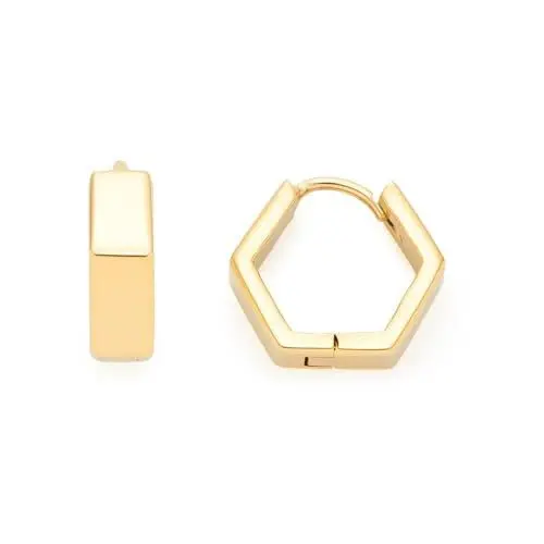 Produktbild: Leonardo Jewels Lira Ohrringe aus Edelstahl 1 Paar, kleine goldfarbene Creolen in Hexagon-Form, geometrische Klapp-Creolen, Modeschmuck für Damen, 022177