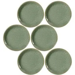 Produktbild: Leonardo Matera Keramik-Teller 6er Set, mikrowellengeeignet, spülmaschinengeeignete Speise-Teller grün, Ess-Teller mit Rand, 6 Stück, Ø 16,3 cm 018372