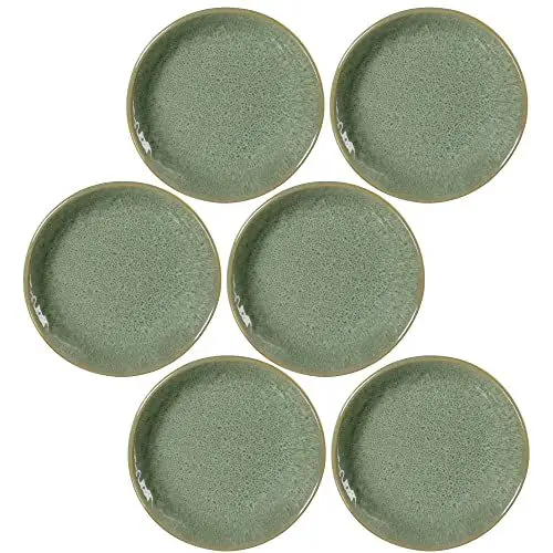 Produktbild: Leonardo Matera Keramik-Teller 6er Set, mikrowellengeeignet, spülmaschinengeeignete Speise-Teller grün, Ess-Teller mit Rand, 6 Stück, Ø 16,3 cm 018372