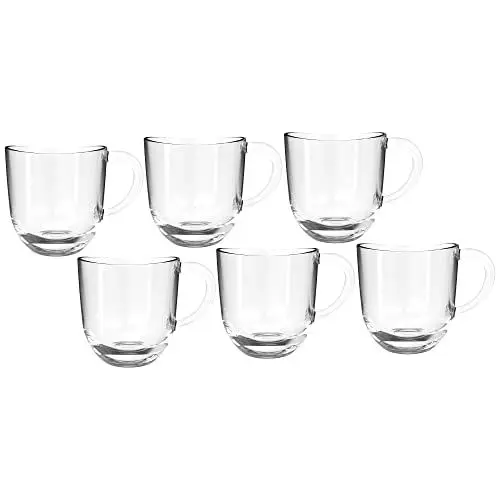 Produktbild: Leonardo Napoli Kaffee-Tassen 6er Set, spülmaschinengeeignete Kaffee-Becher, kleine Glas-Tasse mit Henkel, mikrowellenfest, 280 ml, 6 Stück 024202