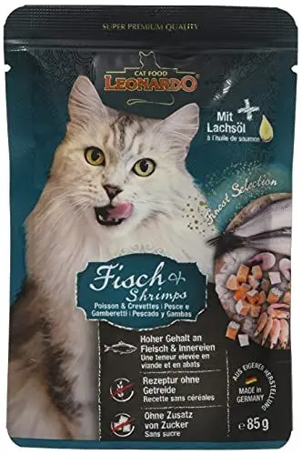 Produktbild: Leonardo Nassfutter für Katzen im Frischebeutel, Fischmenü, 16x85g