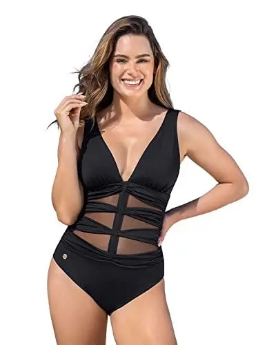 Produktbild: Leonisa Schlank machender Shaping Badeanzug mit Tülleinsätzen