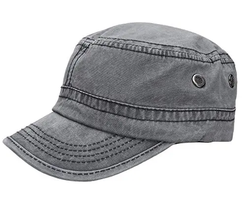 Produktbild: Leoodo Herren Damen Military Army Stil Cap aus Baumwolle verstellbare Sonnen Kappe für Wandern und Sport, Mütze Farbe 2020:Anthrazit