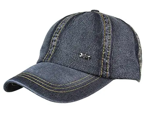 Produktbild: Leoodo Herren Damen Military Army Stil Cap aus Baumwolle verstellbare Sonnen Kappe für Wandern und Sport, Mütze Farbe 2020:Jeans Schwarz