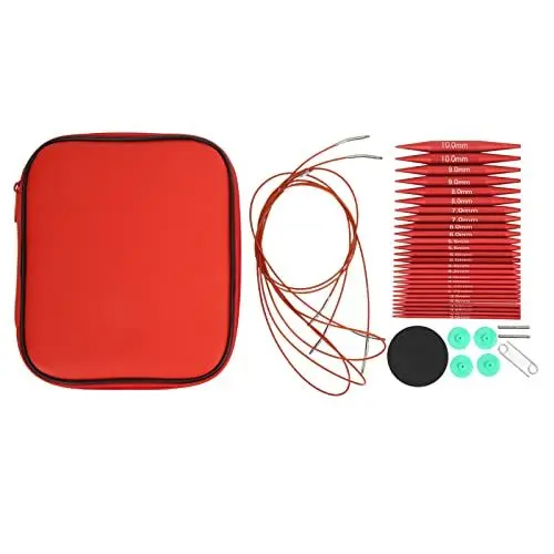 Produktbild: Yuecoom Rundstricknadel-Set, abnehmbares Stricknadel-Set, austauschbares Nadel-Set aus Aluminium mit Aufbewahrungstasche für Socken