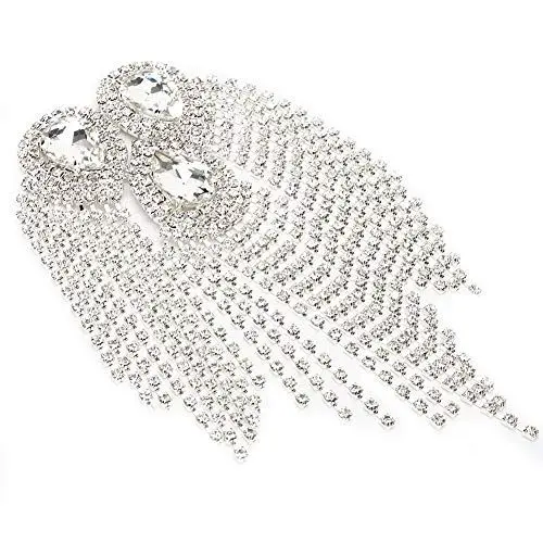 Produktbild: Leopacat Schulterklappen Mit Quaste Kristall Strass, Perlen Diamant Wassertropfen Design, Schulterabzeichen Quastenkette Punk Fringe Schulter Silber Anzug ZubehöR Diy Kleidung Deko Schmuck