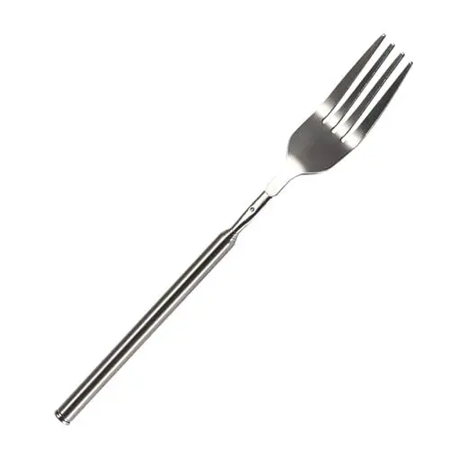 Produktbild: Leopacat Teleskopgabel, Ausziehbare Teleskop Gabel, Extra Langer Griff Teleskopgabel Lange Ausziehbar Besteck Einziehbare Menügabel Einstellbare Gabel Abendessen für BBQ Toasten Obst Dessert Gemüse