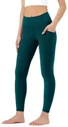Produktbild: Leovqn Damen Sport Leggings Hohe Taille Blickdicht Yoga Hosen mit Taschen für Sports Laufen Joggen Training Freizeitkleidung Schwarzgrün S