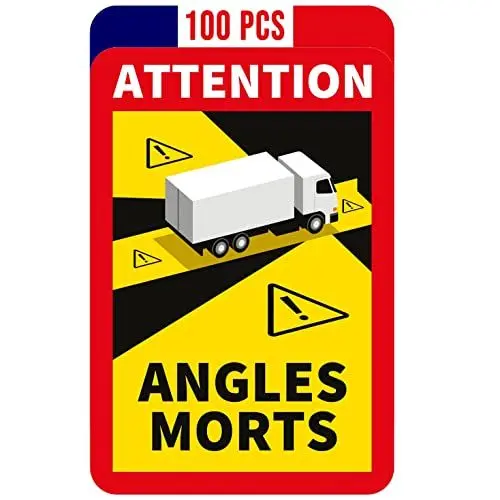 Produktbild: lepni.me 100 Stück LKW Toter Winkel Aufkleber Frankreich | Extra Starke Haftung und UV Schutz | Attention Angles Morts Sticker | Winkel Warntafel Fahrzeugaufkleber (100PCS LKW)