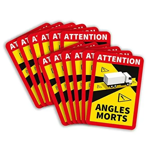 Produktbild: lepni.me 12 Stück LKW Toter Winkel Aufkleber Frankreich | Extra Starke Haftung und UV Schutz | Attention Angles Morts Sticker | Winkel Warntafel Fahrzeugaufkleber (12PCS LKW)