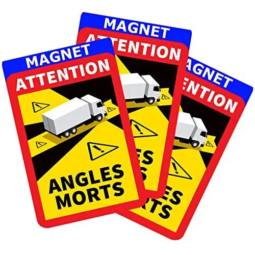 Produktbild: lepni.me 3er Pack Magnetische Warnschilder Achtung Toter Winkel Morts Aufkleber für LKW in Frankreich Starke Magnetaufkleber mit UV-Schutz