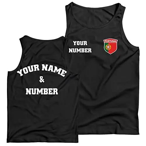 Produktbild: lepni.me Personalisiertes Fußball-Tanktop für Herren Portugal | Name und Nummer | Portugiesische Flagge, Abzeichen | Fußball-Europameisterschaft (3XL Schwarz Mehrfarben)