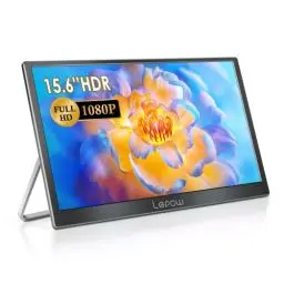 Produktbild: Lepow Portable Monitor 2022 C2S Series 15.6 Inch Full HD 1080P Computer Display IPS Screen with Mini DP HDMI Type-C Dual Speakers for Laptop PC PS4 Xbox Phone with Foldable Kickstand, Midnight Black