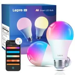 Produktbild: Lepro AI Smart Glühbirne B1, E27 Glühbirne 8.5W 806lm Dimmbar, KI-Lichtdesign-Assistent, Sprachsteuerung/Musik Sync, WiFi & Bluetooth Smart Bulb, Kompatibel mit Alexa/Google Assistant, 2 Stück