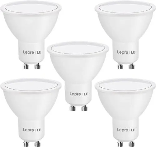 Produktbild: Lepro GU10 LED Kaltweiss, 4W 345 Lumen LED GU10 Kaltweiß, Leuchtmittel 5000 Kelvin Kaltweiss, LED Lampe GU10 Nicht Dimmbar, 5er Pack