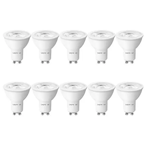 Produktbild: Lepro GU10 LED Lampe, 4W 345 Lumen 38° LED Leuchtmittel, 2700 Kelvin Warmweiß Energiesparlampe ersetzt 50W Halogenlampen, 38 Grad Abstrahlwinkel Glühbirnen, 10 Stück