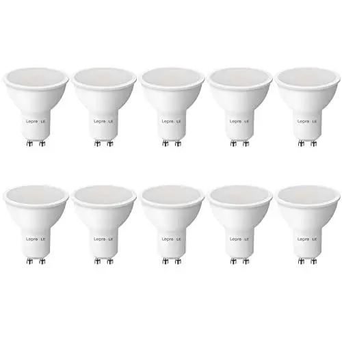 Produktbild: Lepro GU10 LED Warmweiss 4W Lampe, Ersetzt 50W Halogenlampen, 345 Lumen Leuchtmittel LED GU10 Warmweiss, 2700K Warmweiß, 100° Strahlwinkel Reflektorlampen, 10 Stück
