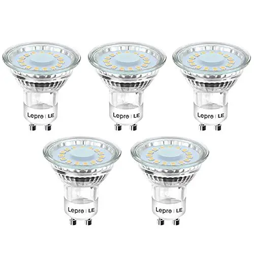 Produktbild: Lepro GU10 LED Warmweiss Lampe, 4W Ersetzt 50W Glühbirne, 325 Lumen 2700K Warmweiß LED Leuchtmittle, Abstrahlwinkel 100° Flimmerfrei Strahler, Nicht Dimmbar Reflektorlampen, 5er-Pack
