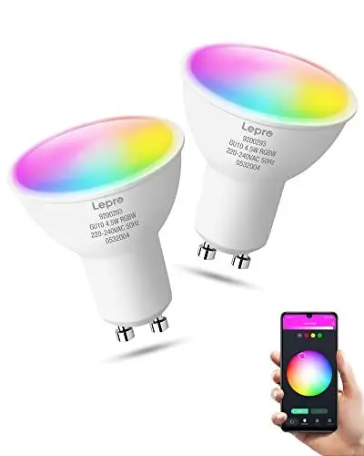 Produktbild: Lepro GU10 Smart Lampe RGBW, Wlan Alexa Glühbirnen, Wifi LED Leuchtmittel, 2 Pack (4.5W = 50W, RGB und Warmweiß, Dimmbar per App oder Sprache), Kompatibel mit Alexa Echo, Google Home