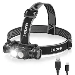 Produktbild: Lepro Kopflampe Stirnlampe Aufladbar, IP65 Superhell 1000 Lumen Abnehmbarer Led Stirnlampe, Kopfleuchte mit Rotlicht, 6 Beleuchtungsmodi für Camping, Sport, Angeln, Handwerk (inkl. USB C-Kabel)