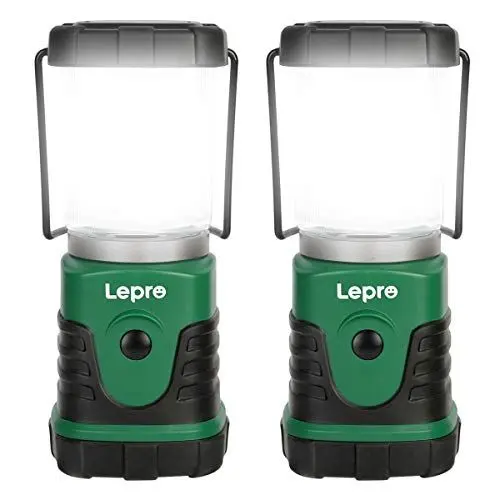 Produktbild: Lepro LED Campinglampe, Mini Camping Laterne, 350LM, 4 Lichtmodi, 3 AA Batterie batteriebetriebene Suchscheinwerfer Camping Lampen mit Bügel & Haken, Batterie nicht enthalten, 2 Pack