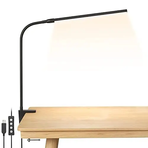 Produktbild: Lepro LED Schreibtischlampe Klemmbar, Tischlampe Architektenlampe mit Schwenkarm, Augenschutz Klemmleuchte USB, 3 Farben & 10 Helligkeitsstufen Dimmbar Tischleuchte für Büro, Schwarz