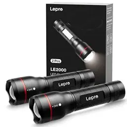 Produktbild: Lepro LED Taschenlampe, LE2000 Extrem Hell LED Taschenlampen mit 5 Modi, Zoombare Camping Handlampe, Wasserdichte Flashlight für Camping, Outdoor, Wandern, Angeln, Geschenk (2 Stück)