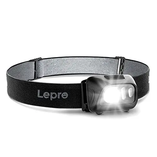 Produktbild: Lepro Stirnlampe, LED Kopflampe 1500 Lux mit Rotlicht & 6 Lichtmodi, IPX4 wasserdichte Mini Batteriebetrieben Stirnlampen für Kinder Erwachsene, Superhell Headlight für Angeln Laufen