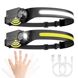 Produktbild: Lepro Stirnlampe Led Wiederaufladbar, Superhell 350 Lumen mit 5 Modi, 230°Weitwinkel Scheinwerfer mit Bewegungsmelder, 1200mAh Kopflampe, IP44 für Wandern Camping Joggen, 2 Stück (inkl. USB-C Kabel)
