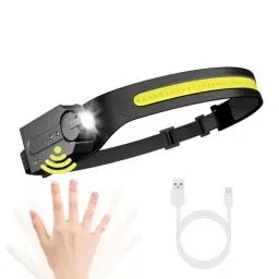 Produktbild: Lepro Stirnlampe Led Wiederaufladbar, Superhell 350 Lumen mit 5 Modi, 230°Weitwinkel Scheinwerfer mit Bewegungsmelder, 1200mAh Kopflampe, IP44 für Wandern Camping Joggen (inkl. USB-C Kabel)
