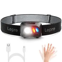 Produktbild: Lepro Stirnlampe USB Wiederaufladbar, Ultrahelle 800L LED Kopflampe mit Gestensensor und Rotlicht, 5 Lichtmodi, Wasserdicht Leicht Stirnleuchte, Perfekt fürs Laufen, Joggen, Angeln, Campen