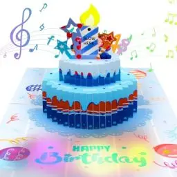 Produktbild: Lerelin 3D PopUp Geburtstagskarte Musikalische Grußkarte，Musikalische Geburtstagskarten mit Licht und Musik Blasbaren LED-Licht Kerze und Spielen Happy Birthday Musik für Kinder Männer und Frauen