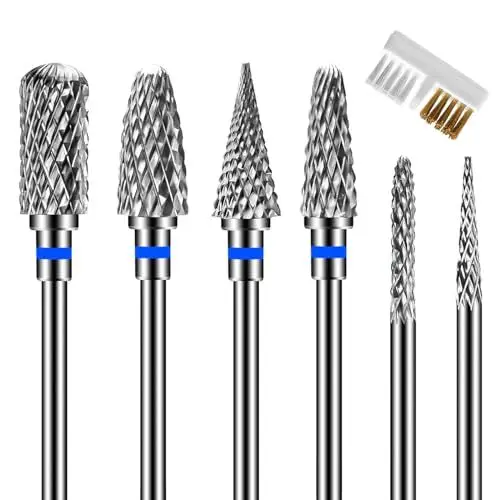 Produktbild: Lermende Bits für Nagelfräser Aufsätze: 3/32 Zoll(2,35 mm) 6 Stück Nagelfräser Bits, Hartmetall Bits für Nagelfräser, Fräser Bit für Gelnägel Acrylnägel Naturnägel-Mittlere Nagel Bits