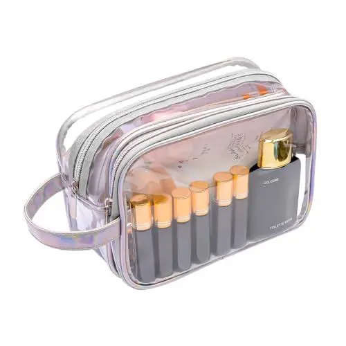 Produktbild: Lermende Reise Kosmetiktasche Große Make up Bag, Doppellagige Kosmetik Organizer Tasche Kulturtasche zum Aufhängen, Laser-Kosmetiktasche Kulturtasche Waschtasche zum Aufhängen für Damen und Mädchen
