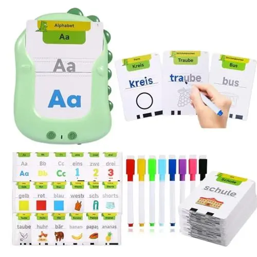 Produktbild: Sprechende Flash-Karten Deutsch 168 Blätter 336 Wörter mit Schreiben, Lesen, Buchstabieren, 8 Stifte für Recycling-Schreiben Sprechende Flash Karten Lernspielzeug Geschenk Spielzeug ab 2 3 4 5 6 Jahre