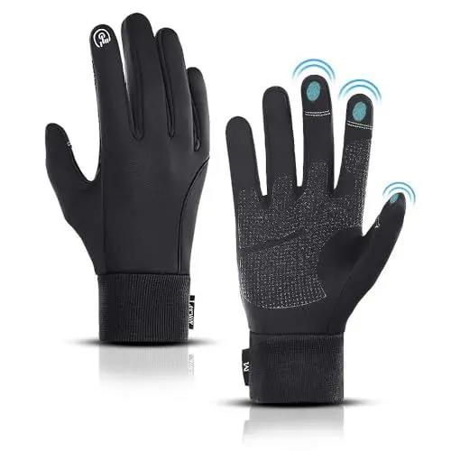 Produktbild: LERWAY Winter Warme Handschuhe, Touchscreen Winterhandschuhe Herren Damen Fahrradhandschuhe Sport Winddichte Handschuhe MTB Handschuhe Schwarz zum Radfahren, Laufen, Fahren, Joggen, Skifahren (S)