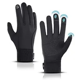 Produktbild: LERWAY Winter Warme Handschuhe, Touchscreen Winterhandschuhe Herren Damen Fahrradhandschuhe Sport Winddichte Handschuhe MTB Handschuhe Schwarz zum Radfahren, Laufen, Fahren, Joggen, Skifahren (M)