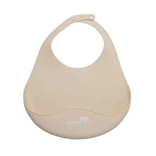 Produktbild: LES ENFANTS – Süßes Silikon Baby Fütterungs Lätzchen, Krümelfänger, Entwöhnung für Babys und Kleinkinder, Hypoallergen, Lebensmittelechtes Silikon, Faltbar, Super soft, Bequem, Unisex Sand 07-0104
