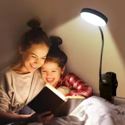 Produktbild: Leselampe Bett,5 Helligkeit+5 Farbe Klemmlampe Bett,400LM 36 LED Lampe Akku Lampe,1800mAh Kabellose Lampe mit Batterie,Bettlampe Klemmleuchte Schreibtischlampe Klemmbar,Klemmlampe Leselampe Kinder