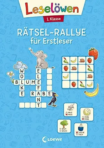 Produktbild: Leselöwen Rätsel-Rallye für Erstleser - 1. Klasse (Hellblau): Rätsel-Spaß zum Lesen- und Schreibenlernen für Kinder ab 6 Jahren (Leselöwen Rätselwelt)